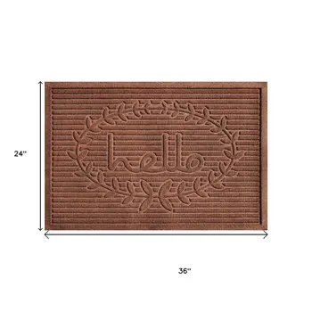 24" X 36" Brown Striped Hello Outdoor Polypropylene Door Mat