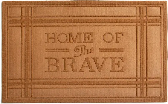 24" X 36" Brown Striped Border Home Of The Brave Outdoor Polypropylene Door Mat