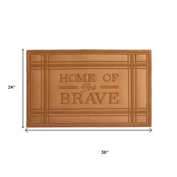 24" X 36" Brown Striped Border Home Of The Brave Outdoor Polypropylene Door Mat