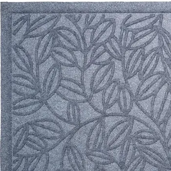 24" X 36" Gray Botanical Leaves Outdoor Polypropylene Door Mat