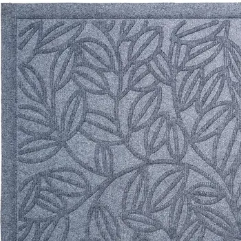 24" X 36" Gray Botanical Leaves Outdoor Polypropylene Door Mat