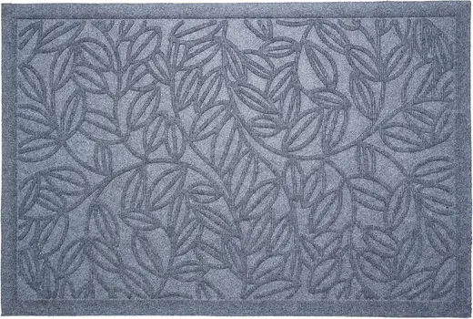 24" X 36" Gray Botanical Leaves Outdoor Polypropylene Door Mat