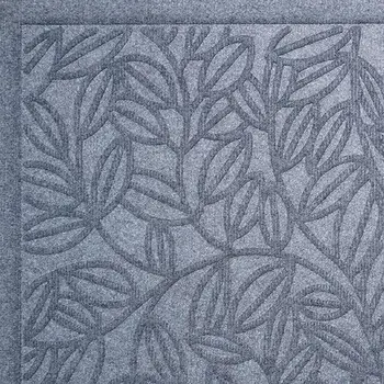 24" X 36" Gray Botanical Leaves Outdoor Polypropylene Door Mat