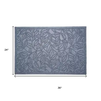 24" X 36" Gray Botanical Leaves Outdoor Polypropylene Door Mat