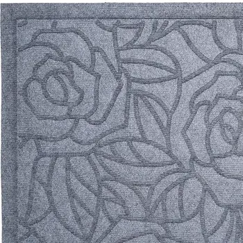 24" X 36" Gray Floral Outdoor Polypropylene Door Mat