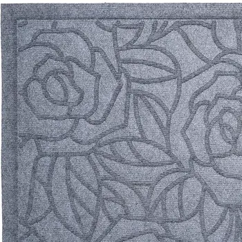 24" X 36" Gray Floral Outdoor Polypropylene Door Mat