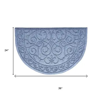 24" X 36" Gray Scrollwork Semi Circle Outdoor Polypropylene Door Mat