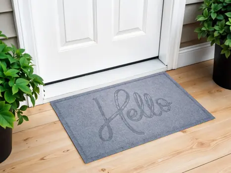 24" X 36" Gray Hello Outdoor Polypropylene Door Mat