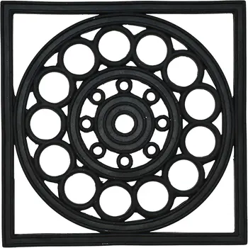 16" X 16" Black Square Outdoor Rubber Door Mat