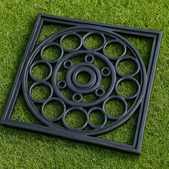 16" X 16" Black Square Outdoor Rubber Door Mat