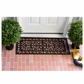 17" X 41" Black Scrollwork Outdoor Rubber Door Mat