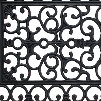 17" X 41" Black Scrollwork Outdoor Rubber Door Mat