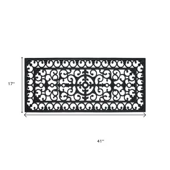 17" X 41" Black Scrollwork Outdoor Rubber Door Mat