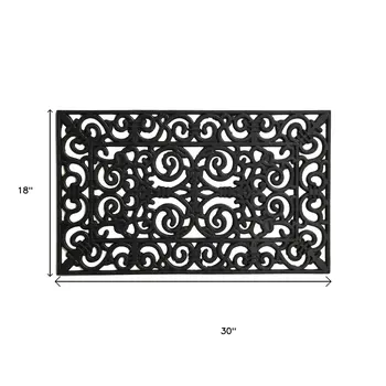 18" X 30" Black Scrollwork Outdoor Rubber Door Mat