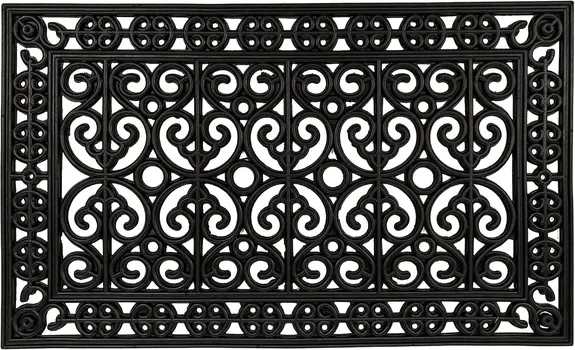 18" X 30" Black Scrollwork Outdoor Rubber Door Mat
