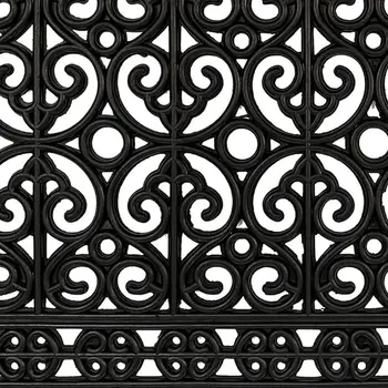 18" X 30" Black Scrollwork Outdoor Rubber Door Mat