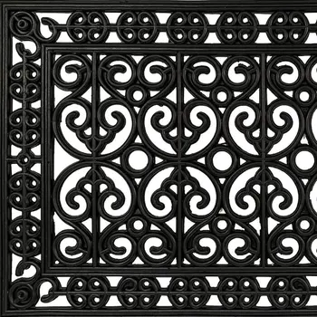 18" X 30" Black Scrollwork Outdoor Rubber Door Mat
