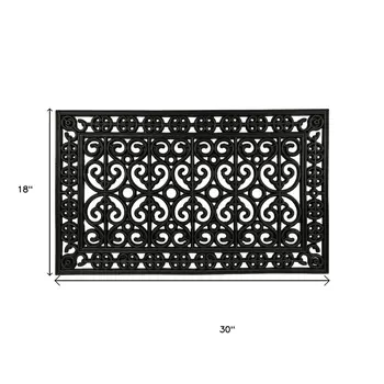 18" X 30" Black Scrollwork Outdoor Rubber Door Mat