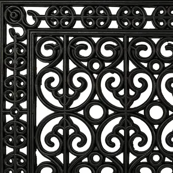 18" X 30" Black Scrollwork Outdoor Rubber Door Mat