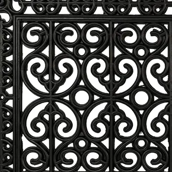 18" X 30" Black Scrollwork Outdoor Rubber Door Mat