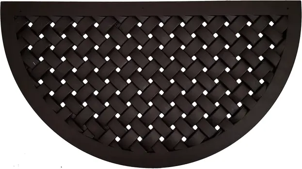20" X 36" Black Lattice Semi Circle Outdoor Rubber Door Mat