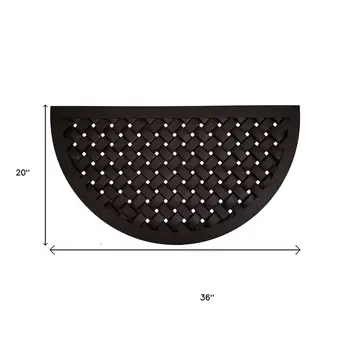 20" X 36" Black Lattice Semi Circle Outdoor Rubber Door Mat