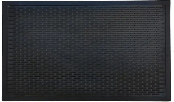 22" X 34" Black Ridged Lines Outdoor Rubber Door Mat