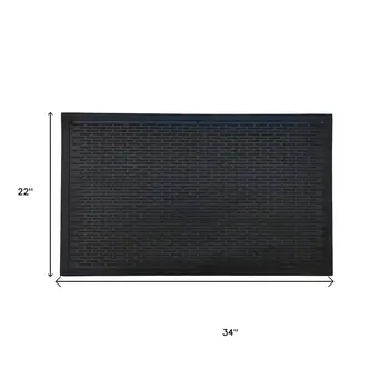 22" X 34" Black Ridged Lines Outdoor Rubber Door Mat