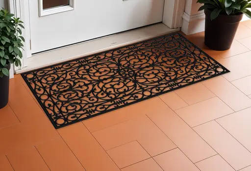 22" X 48" Black Scrollwork Outdoor Rubber Door Mat