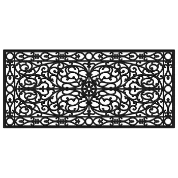 22" X 48" Black Scrollwork Outdoor Rubber Door Mat