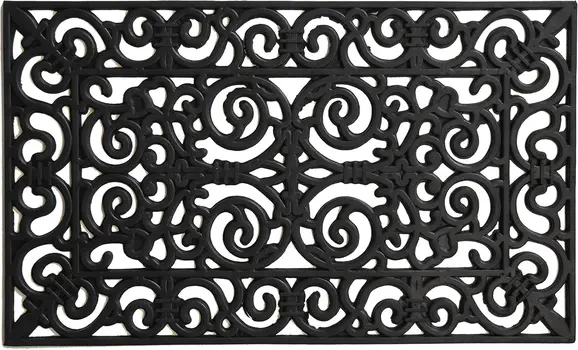 24" X 36" Black Scrollwork Outdoor Rubber Door Mat