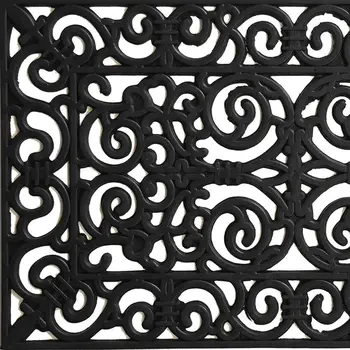 24" X 36" Black Scrollwork Outdoor Rubber Door Mat