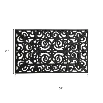 24" X 36" Black Scrollwork Outdoor Rubber Door Mat