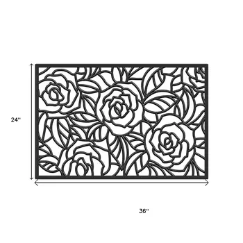 24" X 36" Black Floral Outdoor Rubber Door Mat