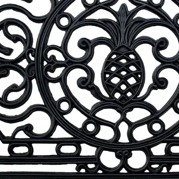 24" X 36" Black Pineapple And Scrollwork Outdoor Rubber Door Mat