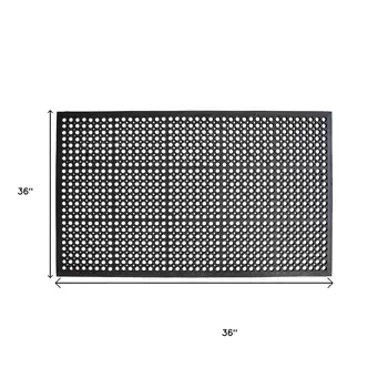 36" X 36" Black Geo Circles Outdoor Rubber Door Mat