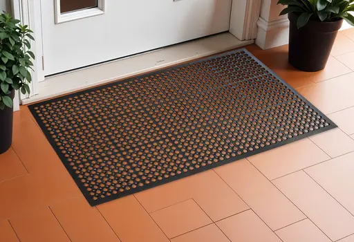 36" X 36" Black Geo Circles Outdoor Rubber Door Mat