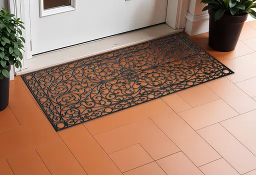 36" X 72" Black Scrollwork Outdoor Rubber Door Mat