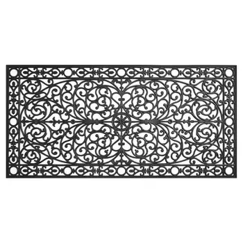 36" X 72" Black Scrollwork Outdoor Rubber Door Mat