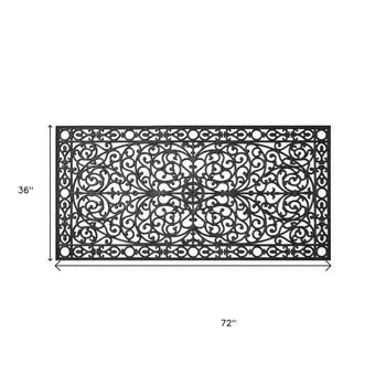 36" X 72" Black Scrollwork Outdoor Rubber Door Mat