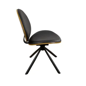 Black Upholstered Faux Leather And Metal Dining Side Chair