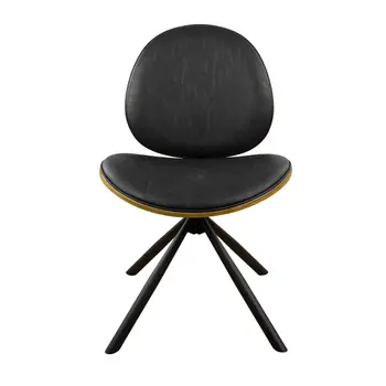 Black Upholstered Faux Leather And Metal Dining Side Chair