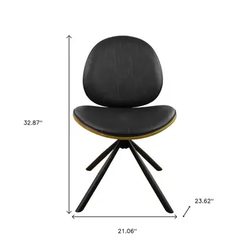 Black Upholstered Faux Leather And Metal Dining Side Chair