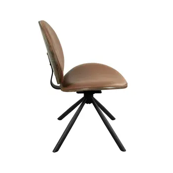 Brown and Black Faux Leather And Metal Dining Side Chair