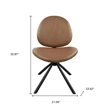 Brown and Black Faux Leather And Metal Dining Side Chair