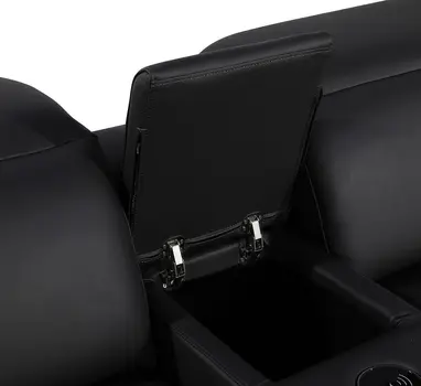 Black Italian Leather Power Reclining U Shaped Twelve Piece Corner Sectional With Console