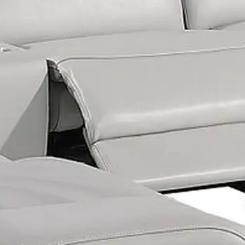 Light Gray Italian Leather Power Reclining U Shaped Ten Piece Corner Sectional With Console