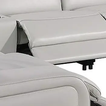 Light Gray Italian Leather Power Reclining U Shaped Ten Piece Corner Sectional With Console