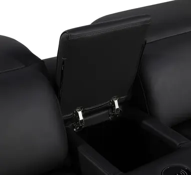 Black Italian Leather Power Reclining U Shaped Ten Piece Corner Sectional With Console