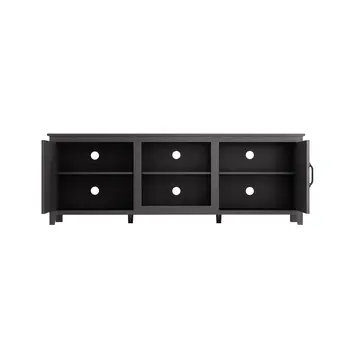 70" Black Wood Enclosed and Open Storage TV Stand